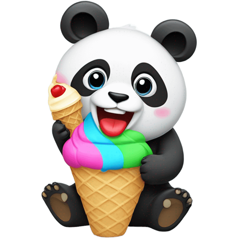 Panda eating ice cream emoji