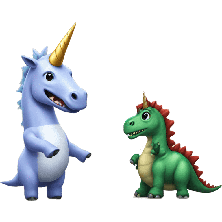 Unicorn and dinosaur playing uno  emoji