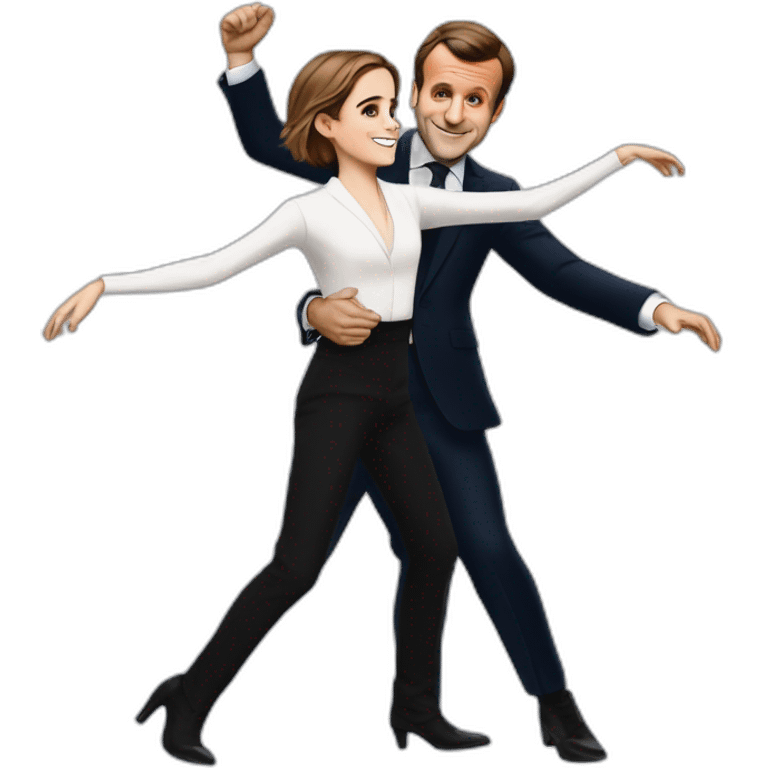 Emmanuel Macron dancing with Emma Watson emoji