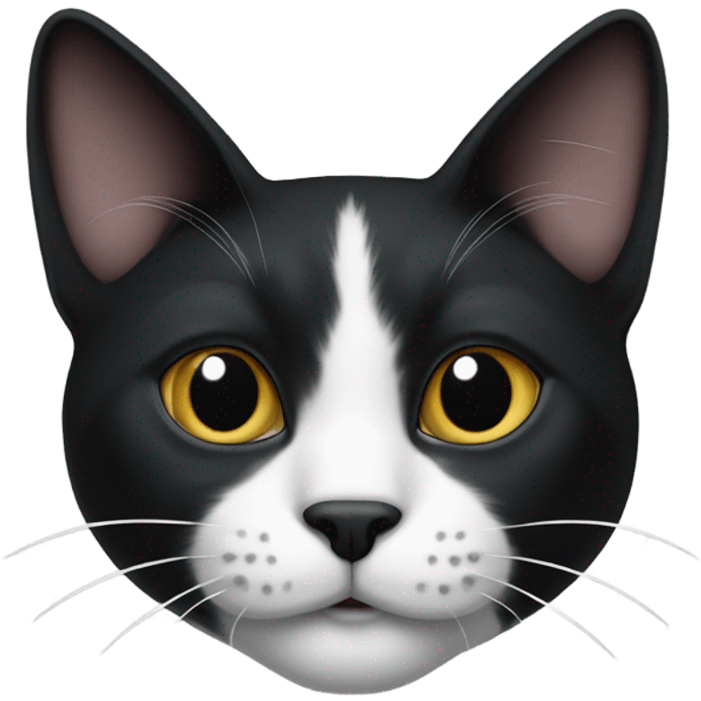 tuxedo cat with black spot next to nose emoji