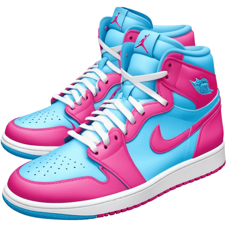 Hot pink and light blue air Jordan 1s emoji