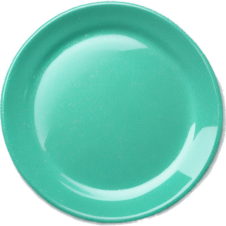 Realistic small tiffany blue glitter dinner plate laying down flat. emoji