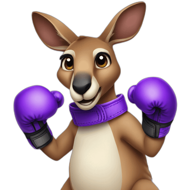 Kangaroo with purple boxing gloves   emoji