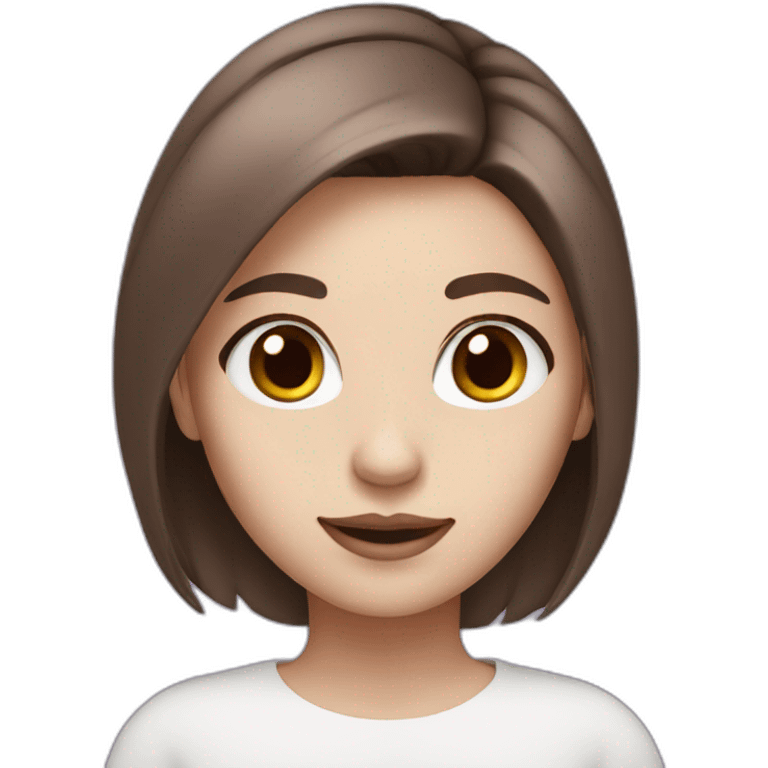 A girl with white skin and brown hair with purple at the tips emoji