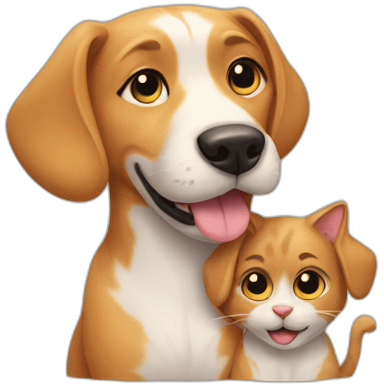 cat and dog love emoji