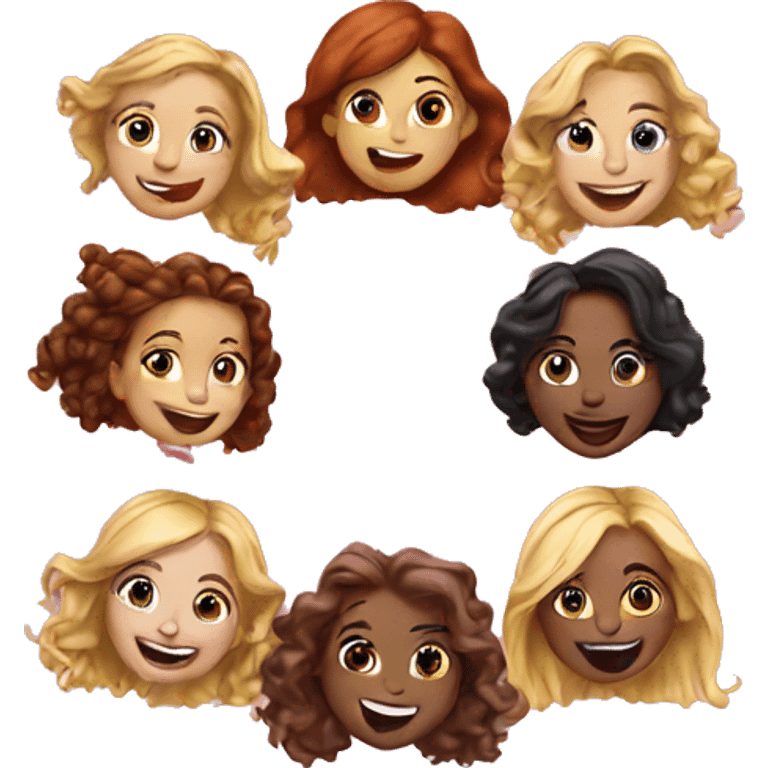 Ten girl friends in a happy meal  emoji