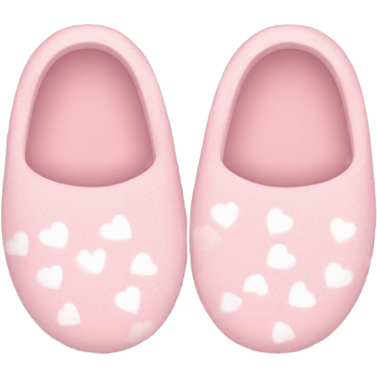 Light pink slippers with small white hearts emoji