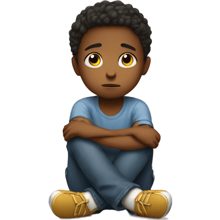 sad child sitting with arms folded emoji