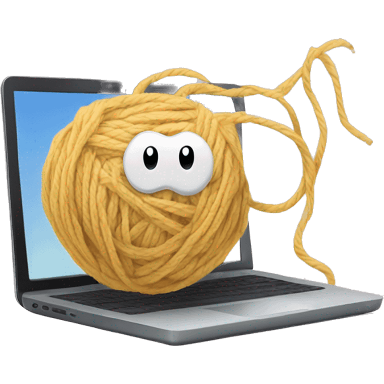 Laptop with a ball of yarn emoji