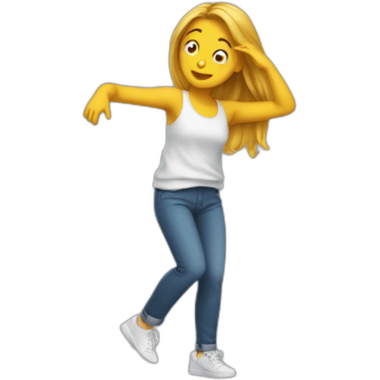 une fille qui dab emoji