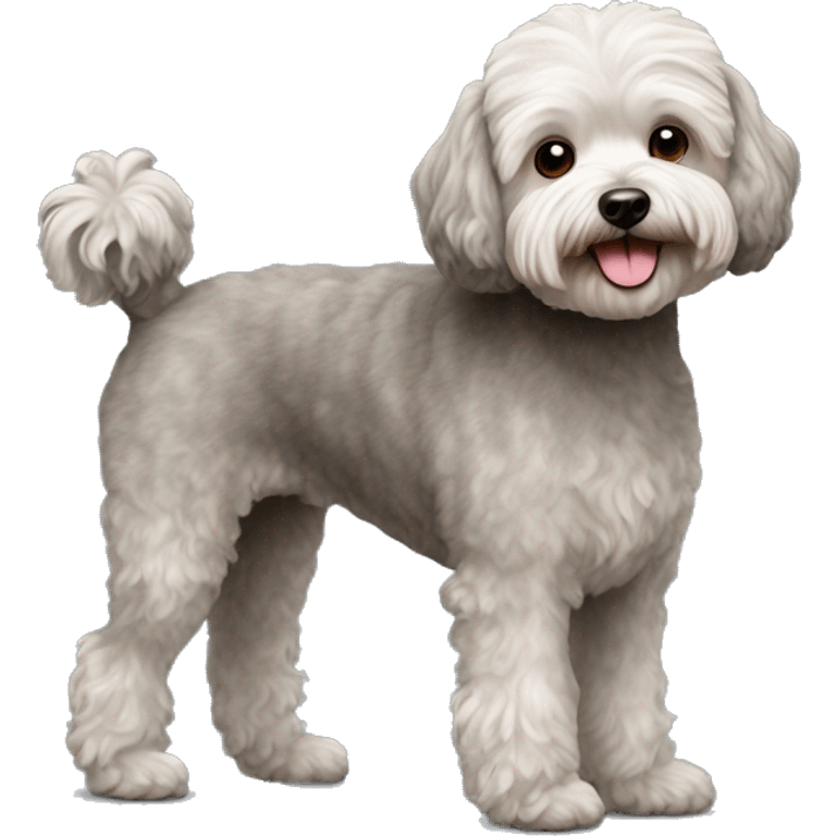 Old Dog maltipoo greying brown fur full body standing emoji