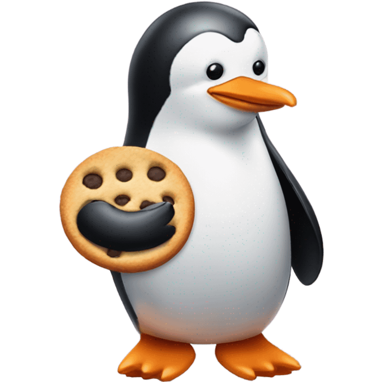 Penguin eating cookie emoji