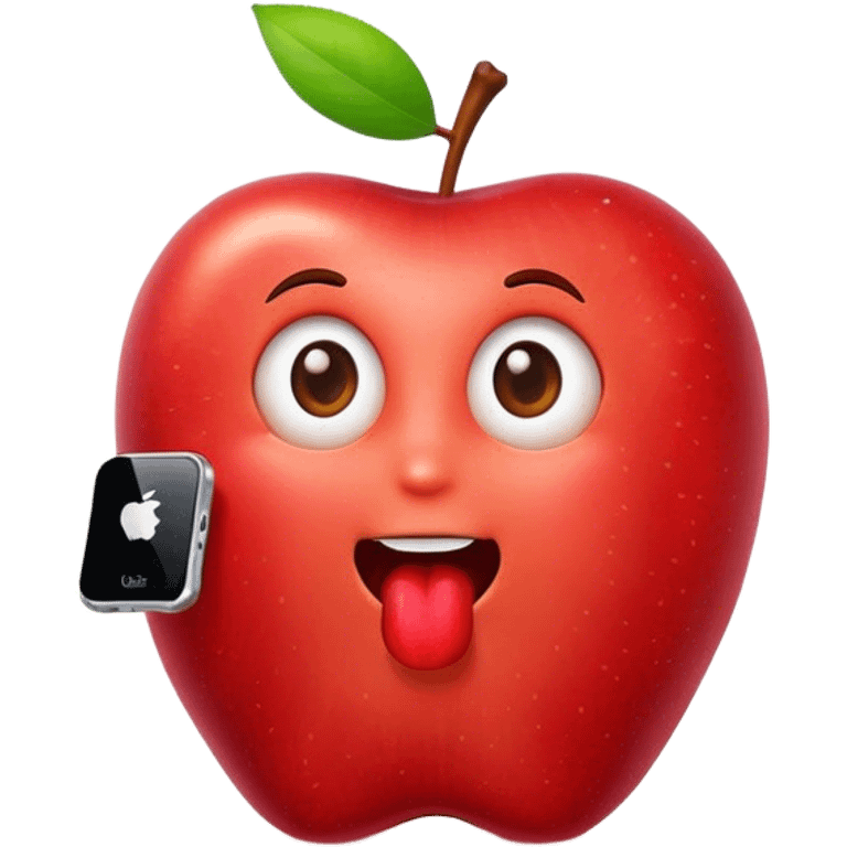 Phone eating an apple emoji