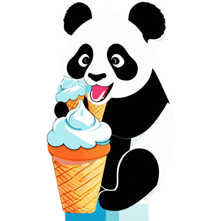 Panda eating ice cream emoji