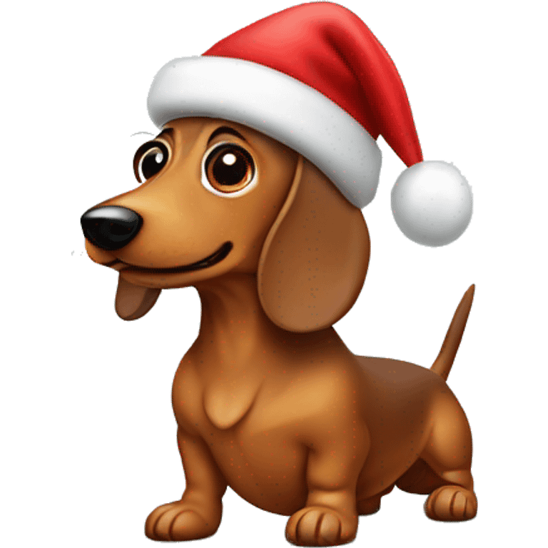 Wiener dog with Santa hat emoji