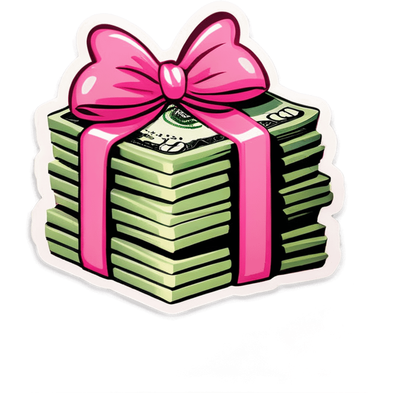 stack of money with a pink bow emoji