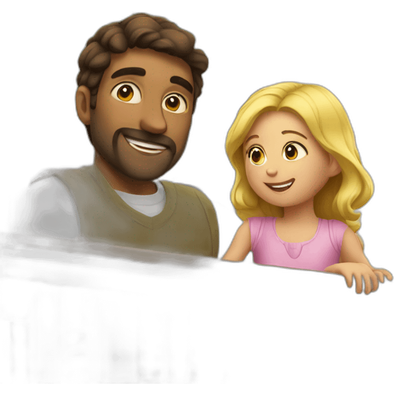 man with his daughter in a balcony emoji