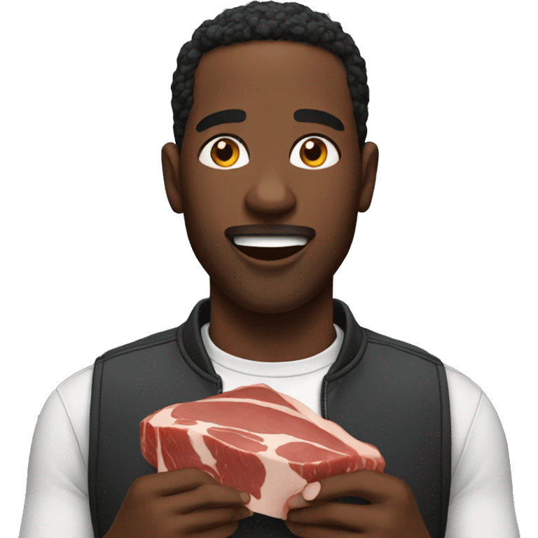 black men eating meat emoji