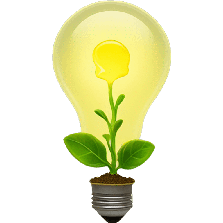 a plant sprout inside a yellow glowing idea lightbulb emoji