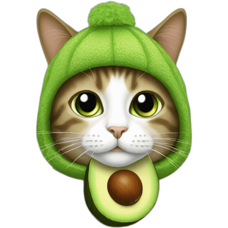 cat wearing an avocado hat emoji