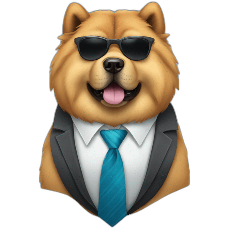 Chow chow wearing sunglasses and tie emoji