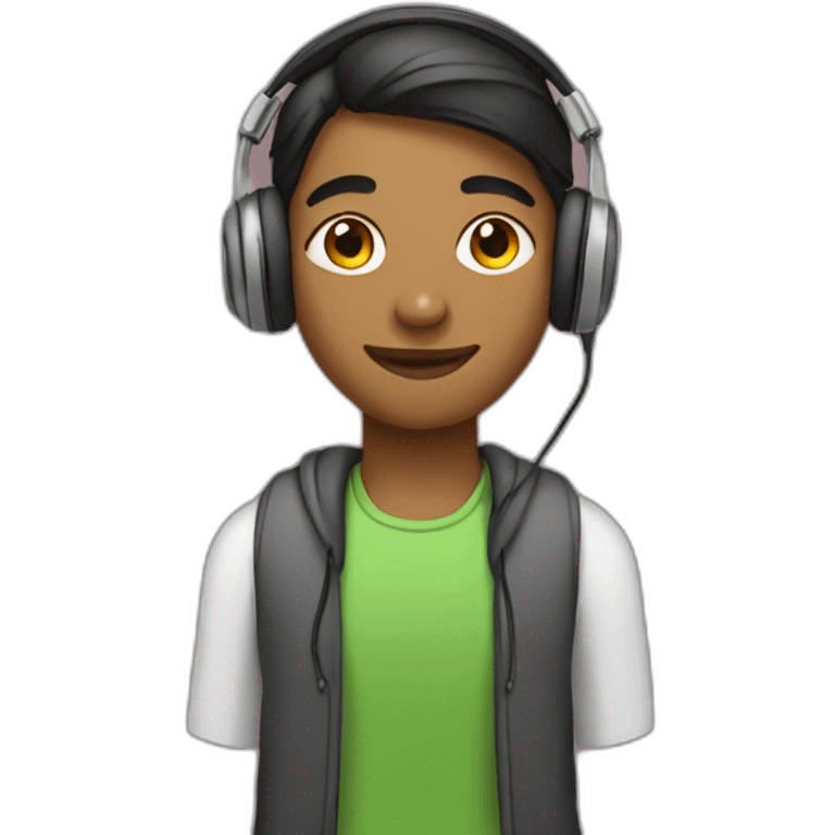 Indian student fair skin wearing headphones emoji