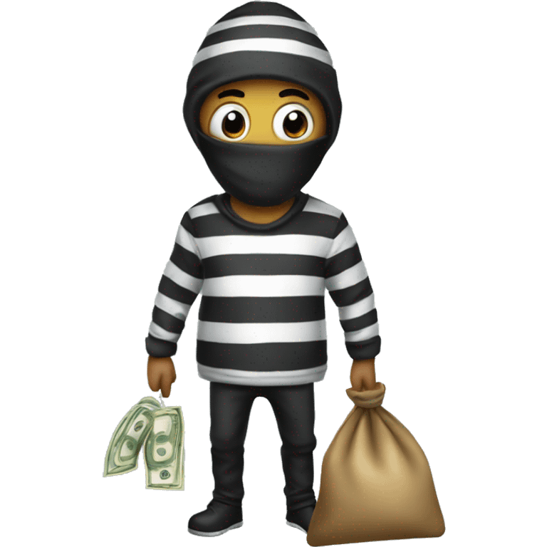 Robber with money bag striped clothing emoji