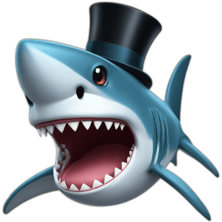 Shark with a top hat emoji