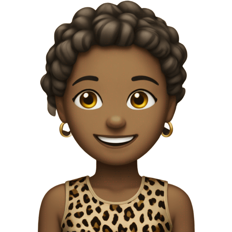 smiling girl in leopard print emoji