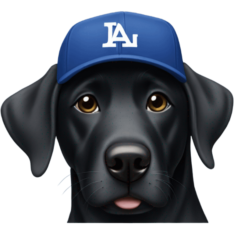 Black lab with dodger hat emoji