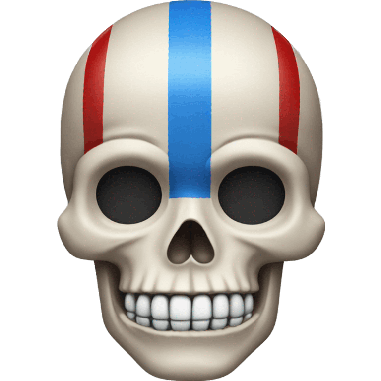 skull emoji with blue-red stripes emoji