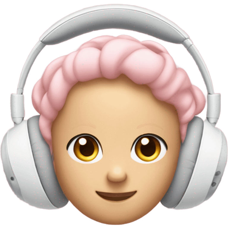 Air pods max with Two light pink bows were tied on either side of the headset emoji