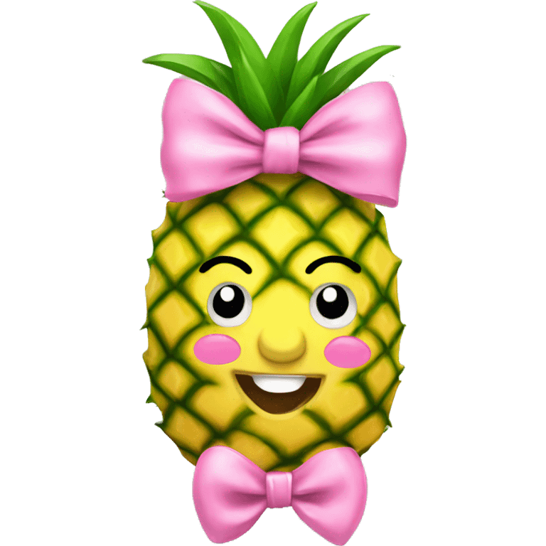 ￼Pineapple with pink bow  emoji