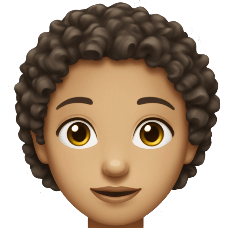 dark curly hair brown eyes oval face woman fair skin emoji