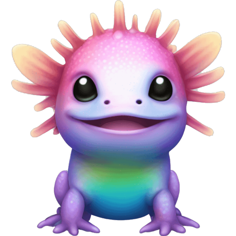 Gradient rainbow shimmery iridescent axolotl full body emoji