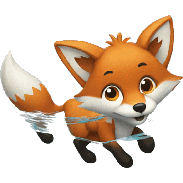 Fox swimming in the ocean emoji