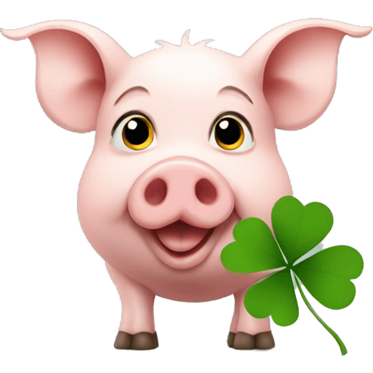 pig with four leafed clover emoji