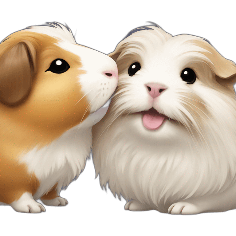 Guinea-pig with shih tsu kissing emoji