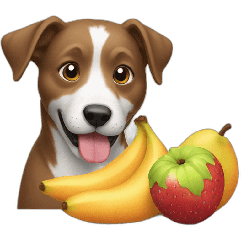 Dog eating whole fruit emoji