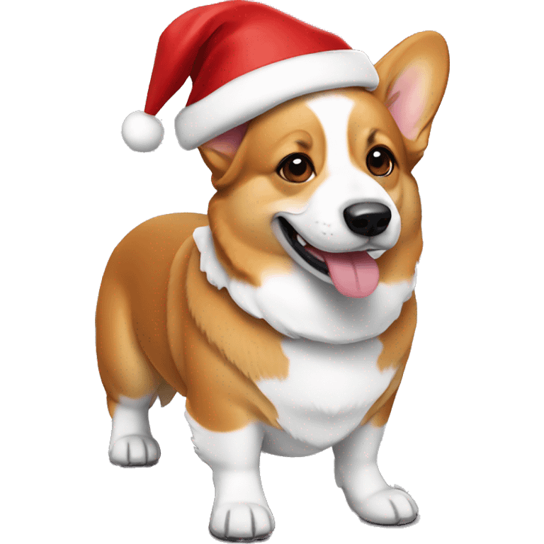 Corgi wearing Santa hat emoji