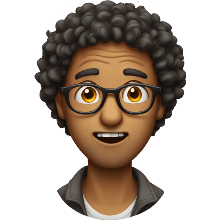 indian guy with glasses and curly hair gasping emoji