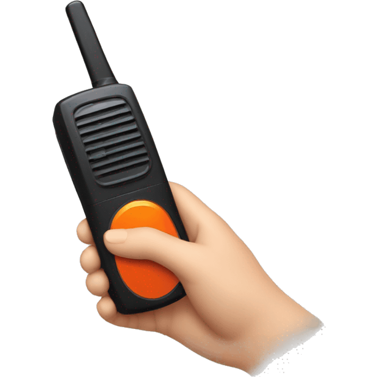 black walkie talkie with red-orange button on side emoji