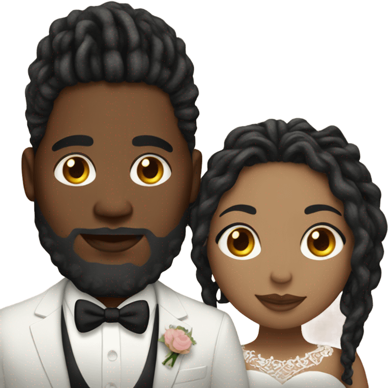 Plus size couple with locs wedding pale emoji