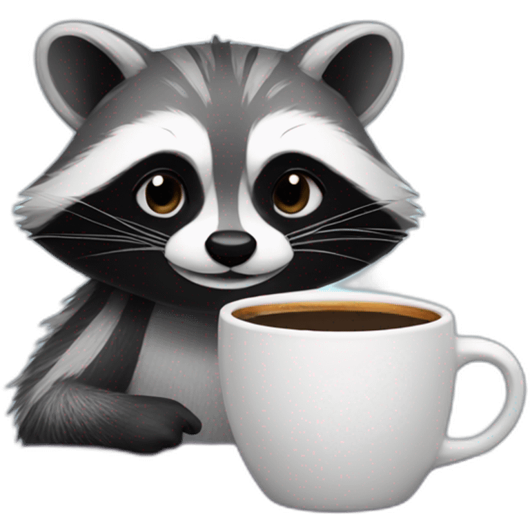 Total violet raccoon drinking coffee emoji