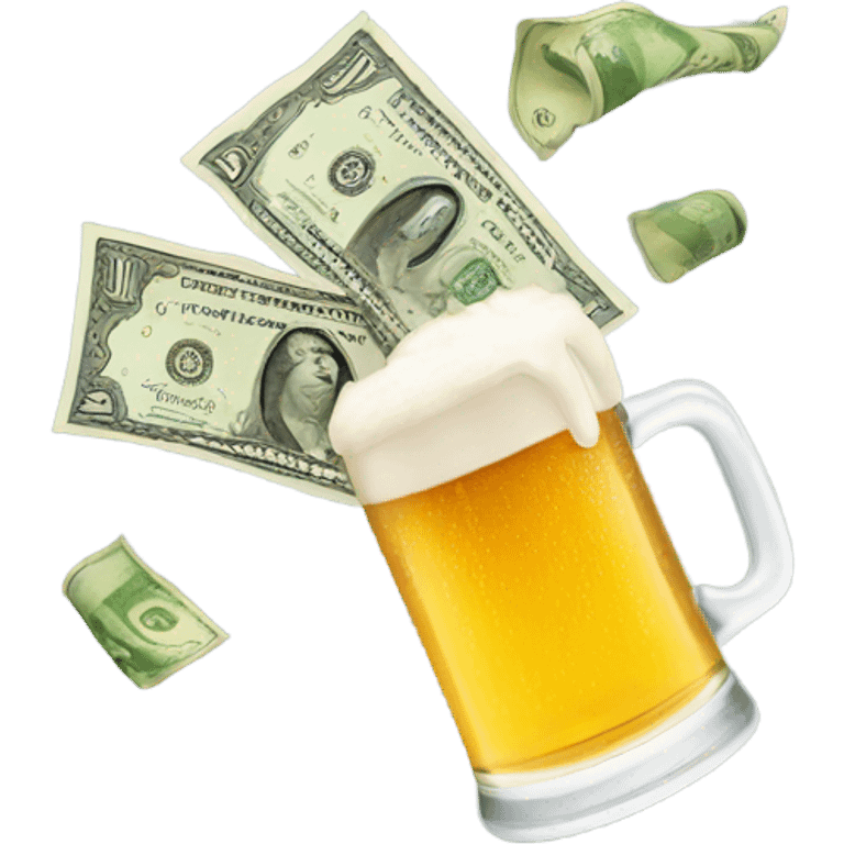 Money flying away towards beer  emoji