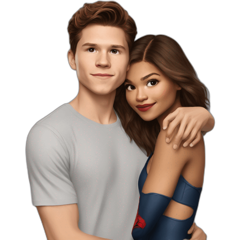 Zendaya with spiderman - tom holland, kiss emoji