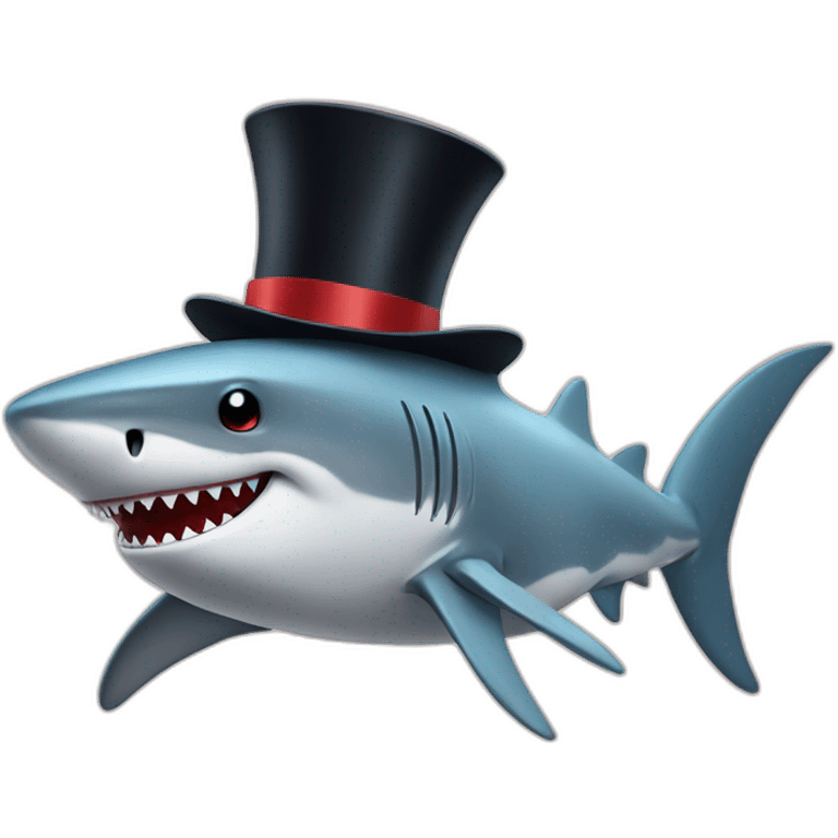 Shark with a top hat emoji