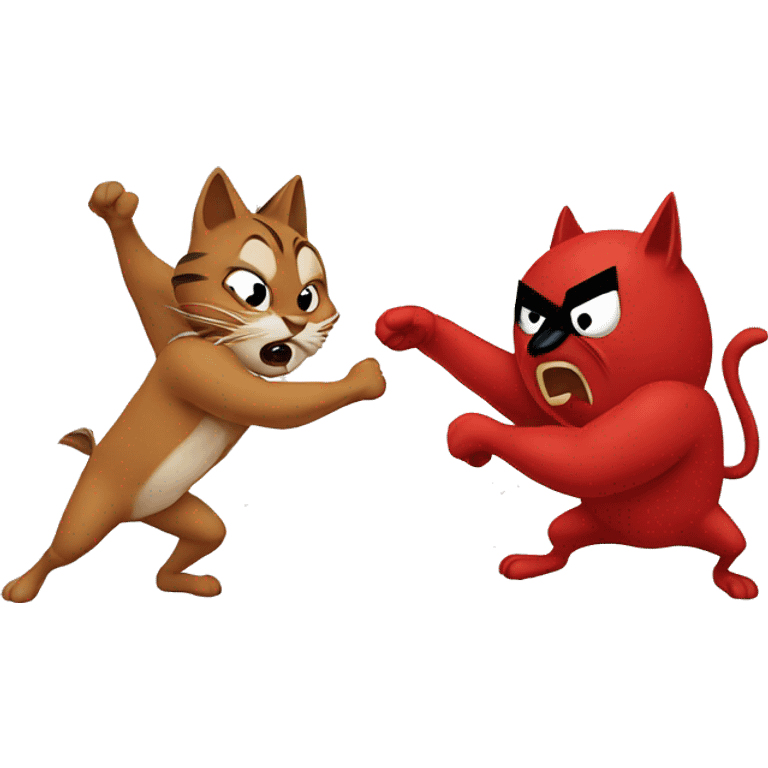 Cartoon Cardinal beating up cartoon wildcat emoji