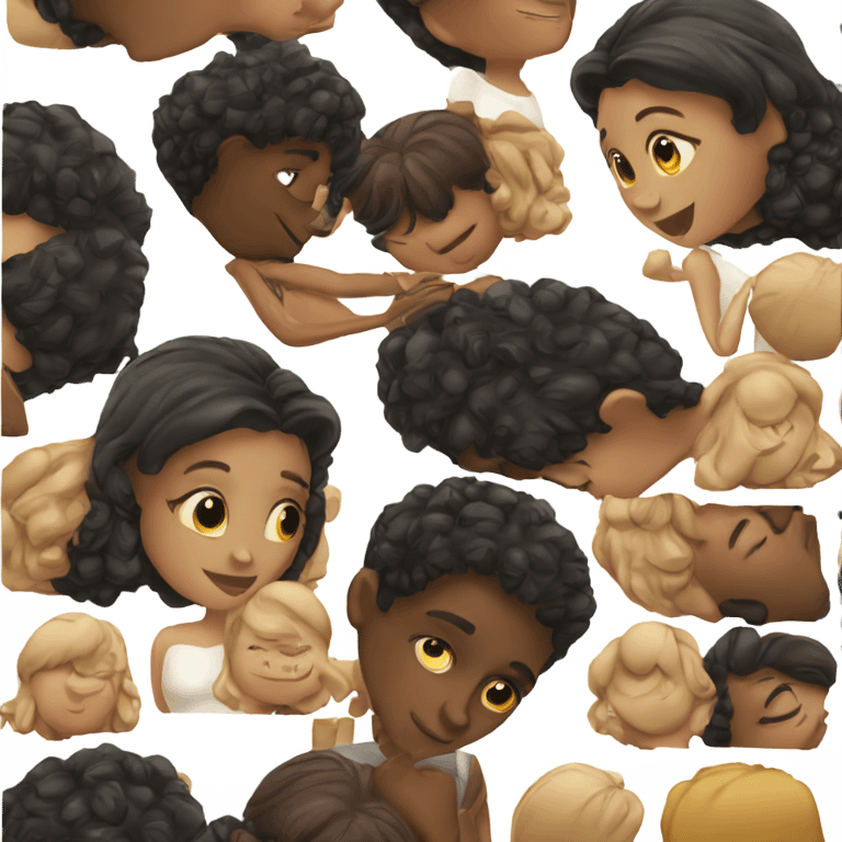 black boy kissing brunette girl  emoji