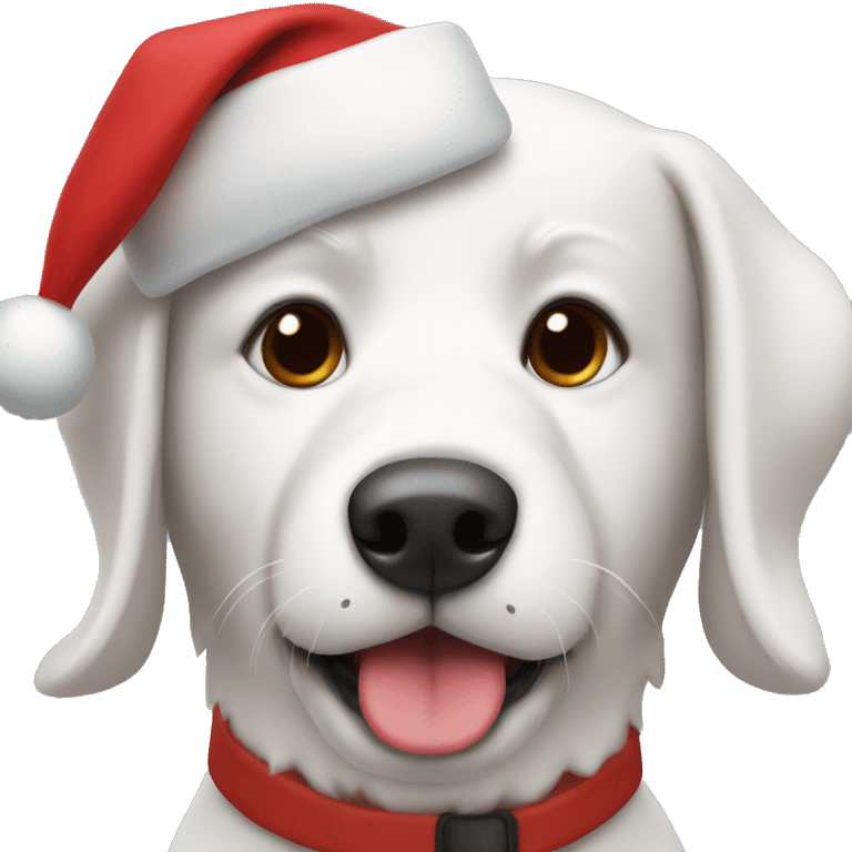 white-red dog with santa hat emoji